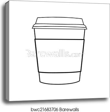 382x390 Coffee Cup Outline Vector, Canvas Print Barewalls Posters