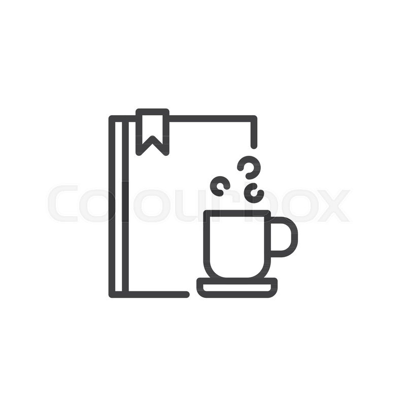 800x800 Book And Coffee Cup Outline Icon Stock Vector Colourbox