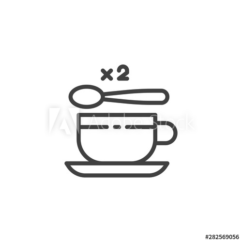 500x500 Tea Cup With Two Spoon Of Sugar Line Icon Linear Style Sign