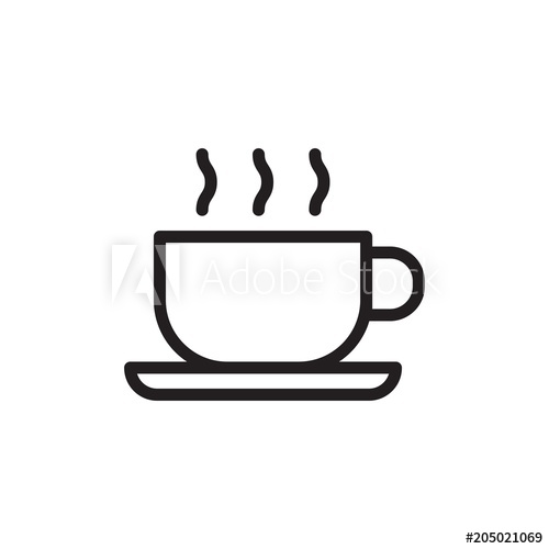 500x500 Hot Coffee, Coffee Cup Outline Vector Icon Modern Simple Isolated