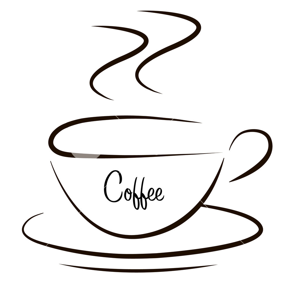 1000x1000 Black And White Hot Coffee Cup Vector Illustration Royalty Free