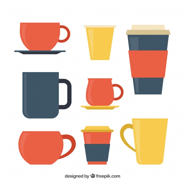 626x626 Pack Of Colorful Coffee Cups Vector Free Download