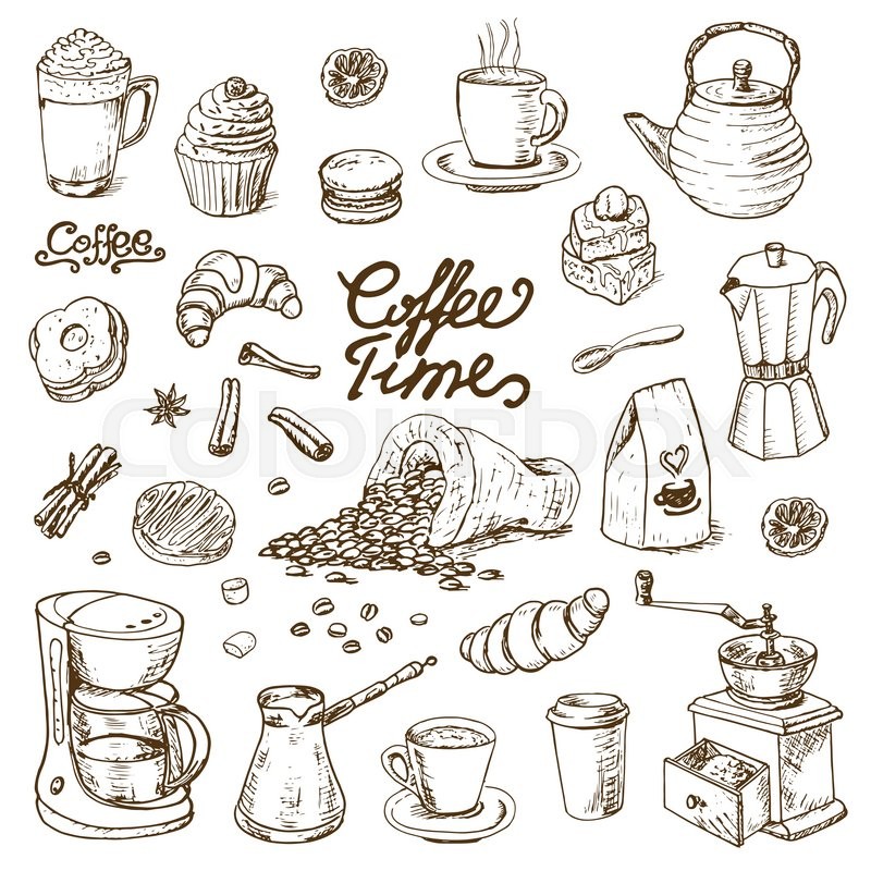 Collection Of Coffee Doodle Elements Stock Vector Colourbox 800x800 Collection Of Coffee Doodle Elements Stock Vector Colourbox