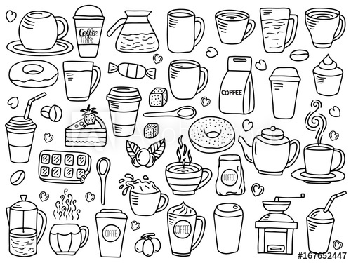 Vector Set Of Coffee Doodle 500x375 Vector Set Of Coffee Doodle