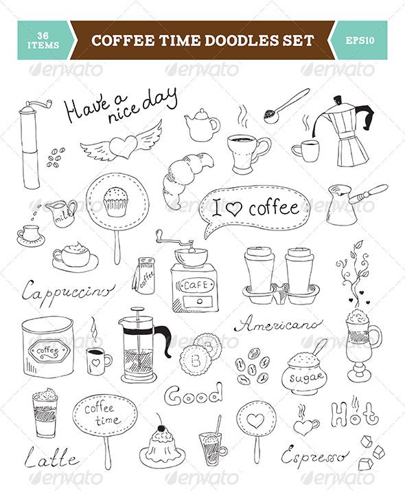 Coffee Doodles Vector Elements 590x714 Coffee Doodles Vector Elements