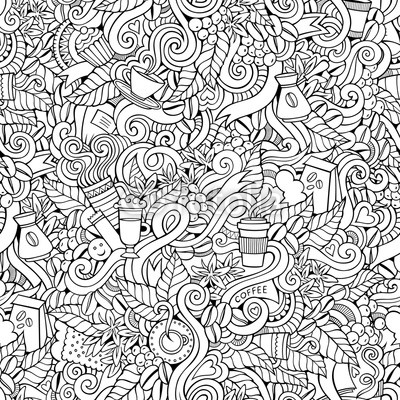 Coffee Doodles Vector Seamless Pattern Wall Mural Testicular 400x400 Coffee Doodles Vector Seamless Pattern Wall Mural Testicular