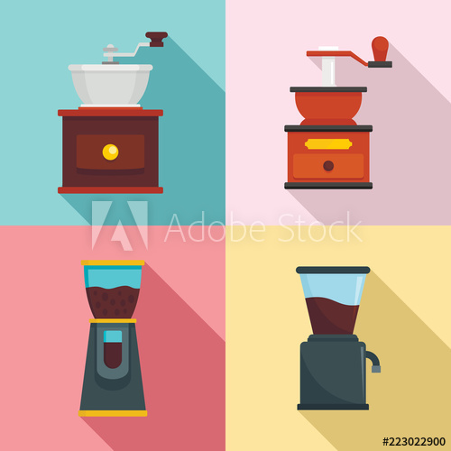 500x500 Coffee Grinder Icon Set Flat Set Of Coffee Grinder Vector Icons
