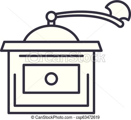 450x413 Coffee Grinder Line Icon Concept Coffee Grinder Vector Linear