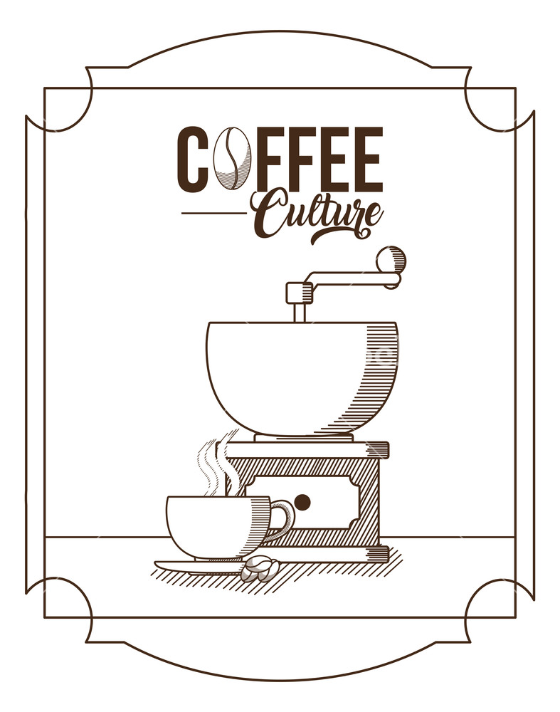 787x1000 Coffee Grinder With Cup Vector Illustration Graphic Design Royalty