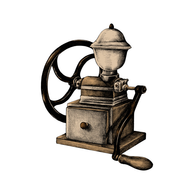626x626 Hand Drawn Retro Coffee Grinder Vector Free Download