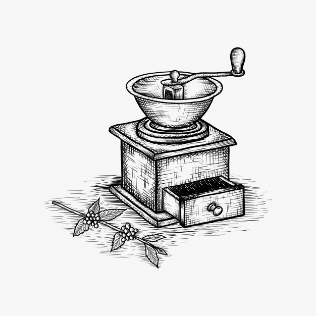 626x626 Vintage Hand Drawn Coffee Grinder Vector Illustration Vector