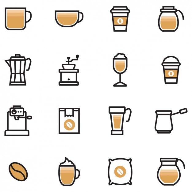 626x626 Coloured Coffee Icons Vector Free Download