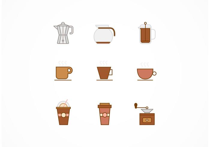 700x490 Flat Line Coffee Vector Icons