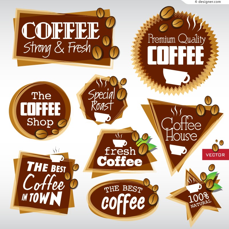 800x800 Designer Exquisite Coffee Label Vector Material