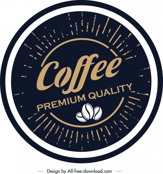 563x600 Coffee Label Template Dark Retro Circle Rays Decor Free Vector