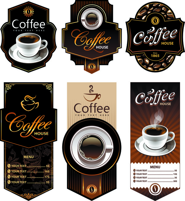600x653 Coffee Labels With Menu Banner Vector Material Free Download