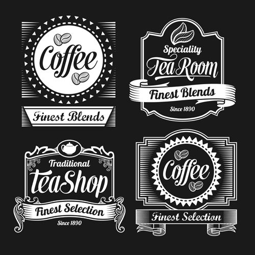500x500 Dark Style Coffee Labels Vector Graphic Set Collage Kollazhi