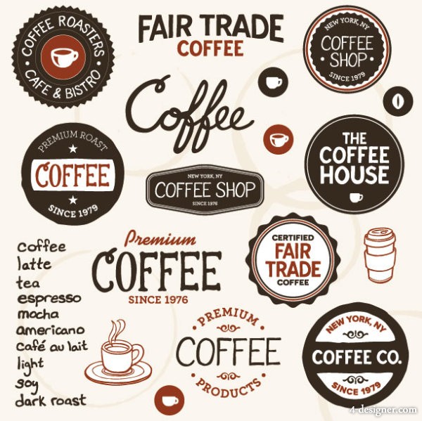 600x599 Designer The European Coffee Label Vector Material