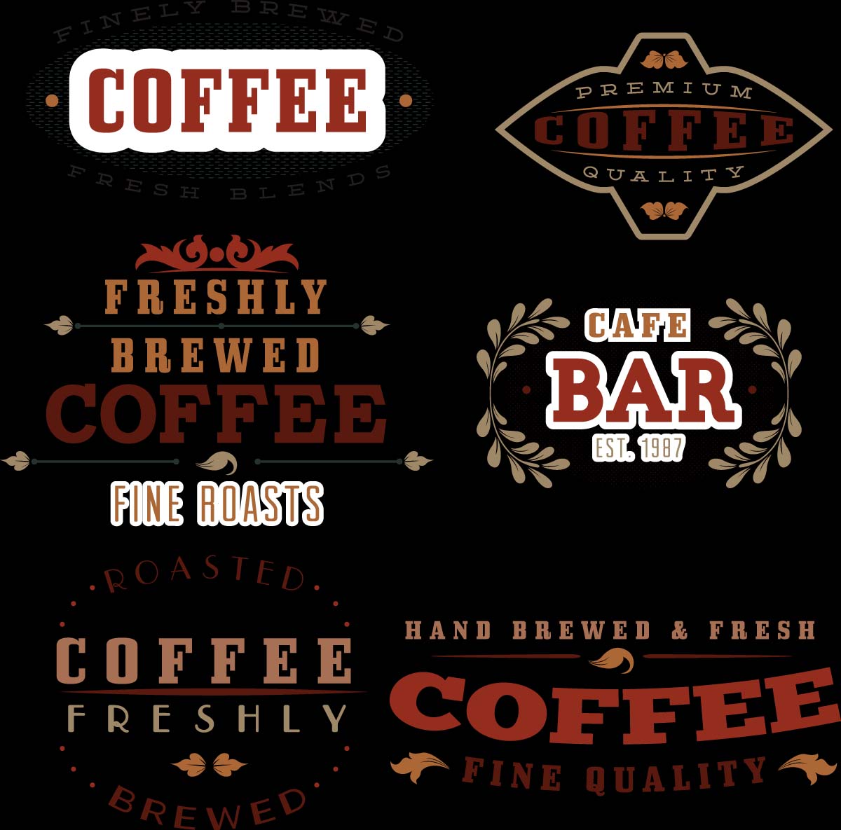 1200x1185 Roasted Coffee Label Set Vector Free Download