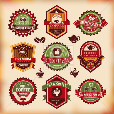 400x400 Set Of Vintage Coffee Labels Vector Image Of Design Elements