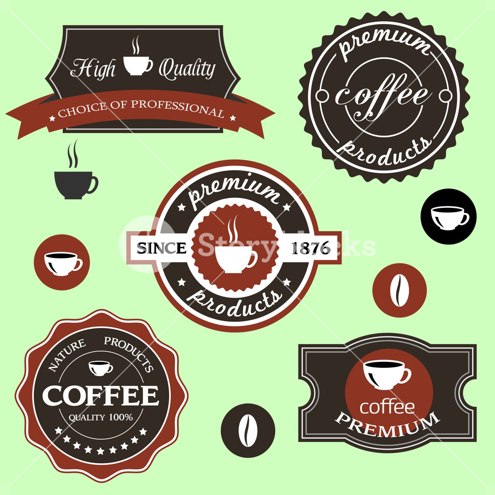 1000x1000 Vector Coffee Labels In Retro Style Royalty Free Stock Image