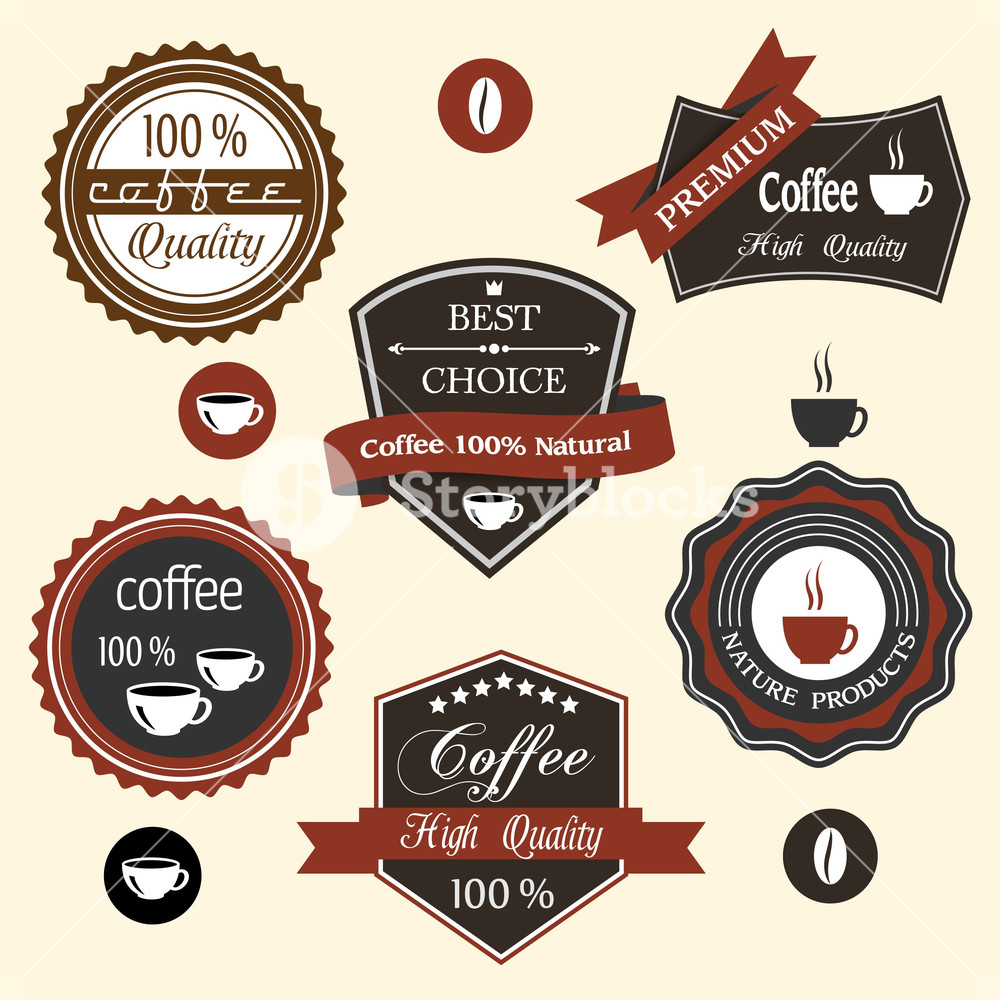 1000x1000 Vector Set Of Coffee Labels Royalty Free Stock Image