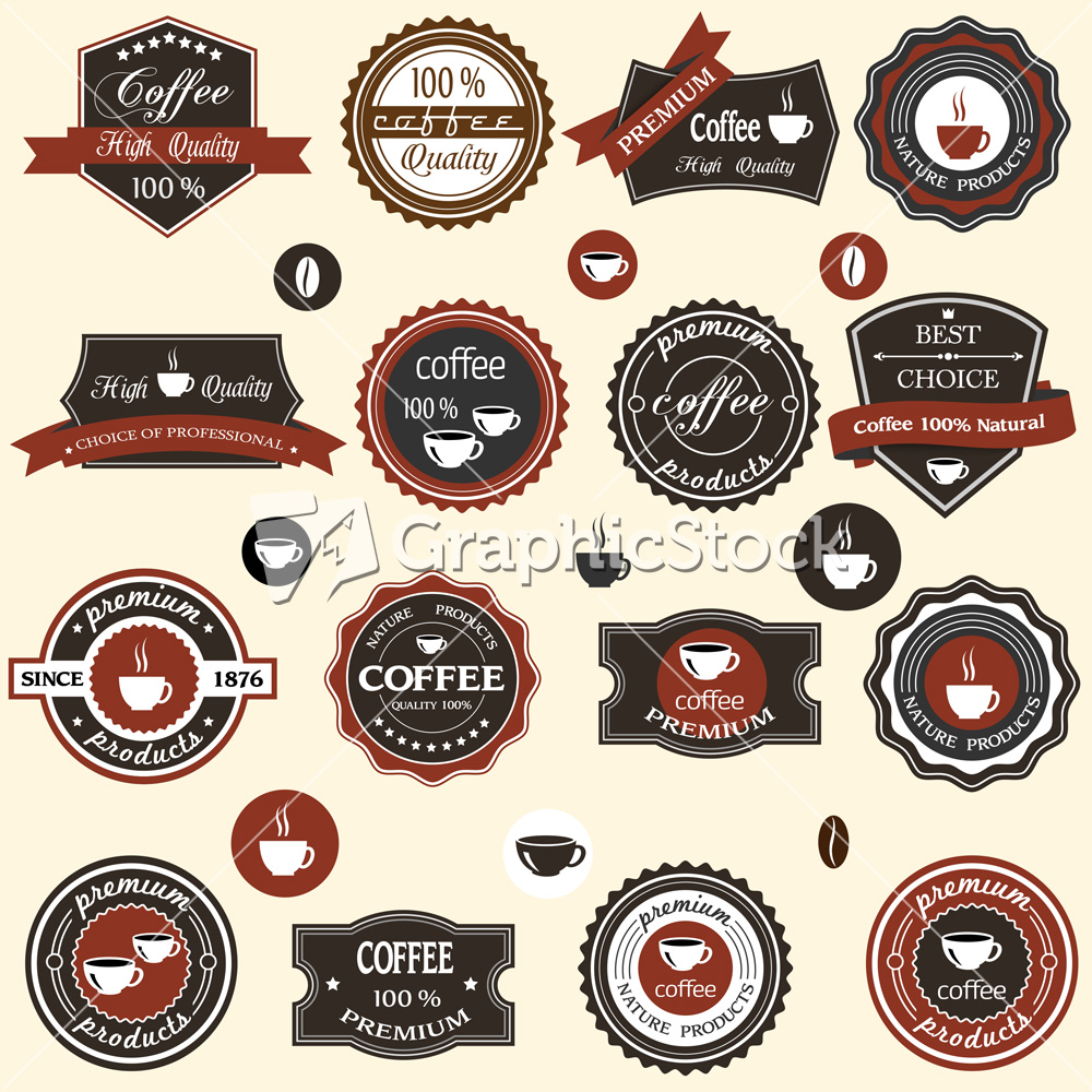 1000x1000 Antique Coffee Labels Vector Image