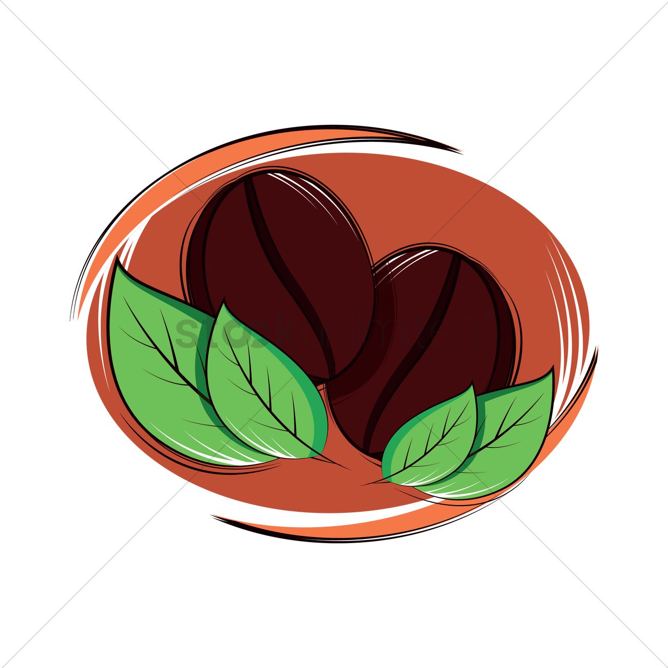 1300x1300 Coffee Beans And Leaves Vector Image