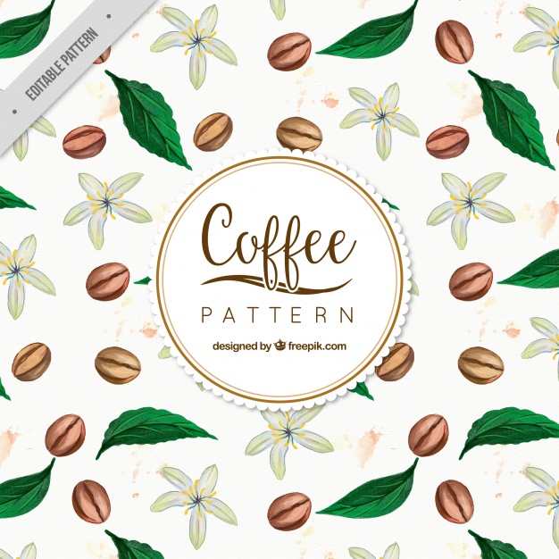 626x626 Background Of Coffee Beans With Watercolor Leaves Vector Free