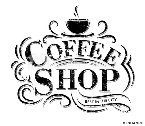 500x437 Coffee Shop Logo With Grunge Effect Retro Coffee Logo Vector