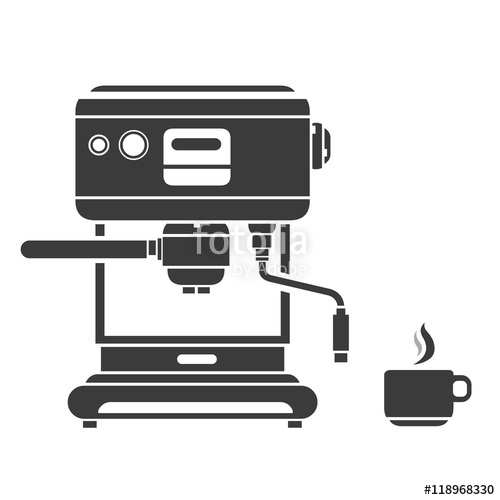 A Vector Illustration Of A Coffee Machine With Hot Espresso Cup 500x500 A Vector Illustration Of A Coffee Machine With Hot Espresso Cup