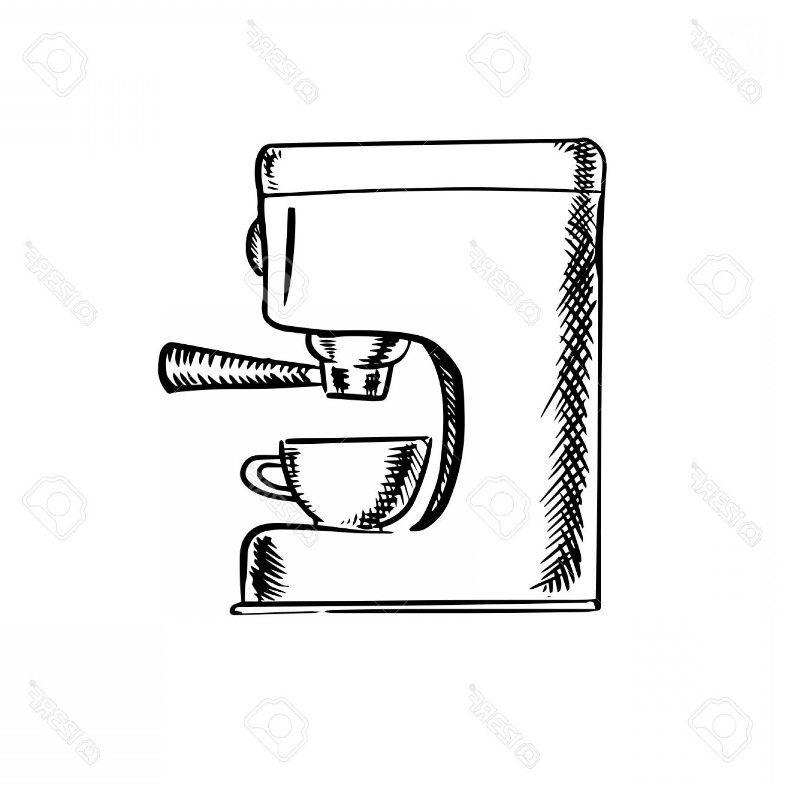 Photostock Vector Black And White Sketch Of An Espresso Coffee 1560x1560 Photostock Vector Black And White Sketch Of An Espresso Coffee