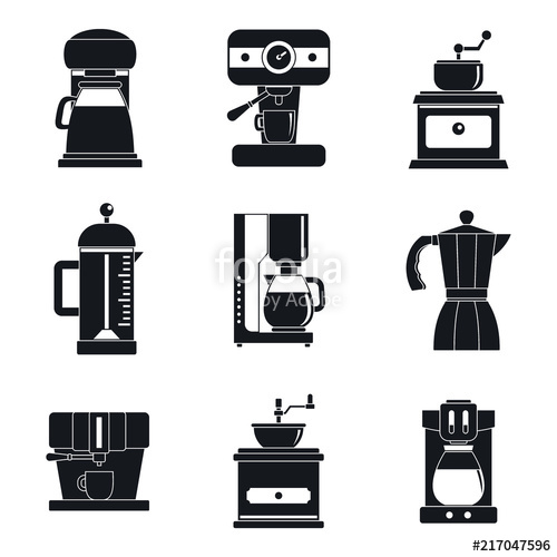 Coffee Maker Pot Espresso Cafe Icons Set Simple Illustration 500x500 Coffee Maker Pot Espresso Cafe Icons Set Simple Illustration