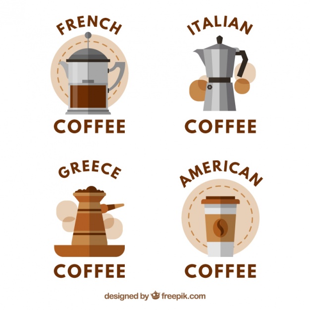 Collection Of Stickers With Different Types Of Coffee Maker Vector 626x626 Collection Of Stickers With Different Types Of Coffee Maker Vector