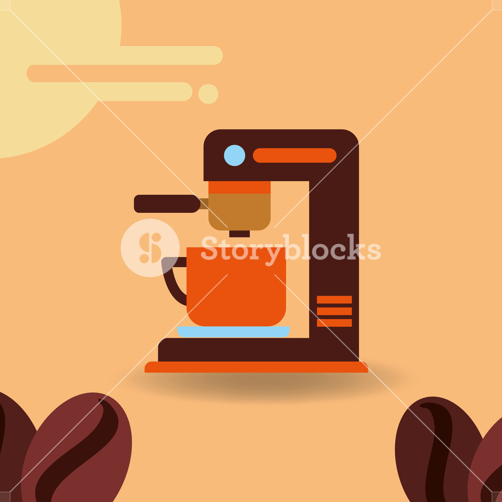 Coffee Maker With Cup And Beans Product Vector Illustration 1000x1000 Coffee Maker With Cup And Beans Product Vector Illustration