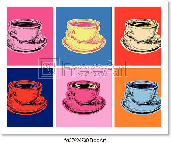 560x470 Free Art Print Of Set Coffee Mug Vector Illustration Pop Art Style