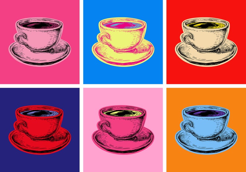 794x557 Set Of Coffee Mug Vector Illustration Pop Art Style Printable Etsy
