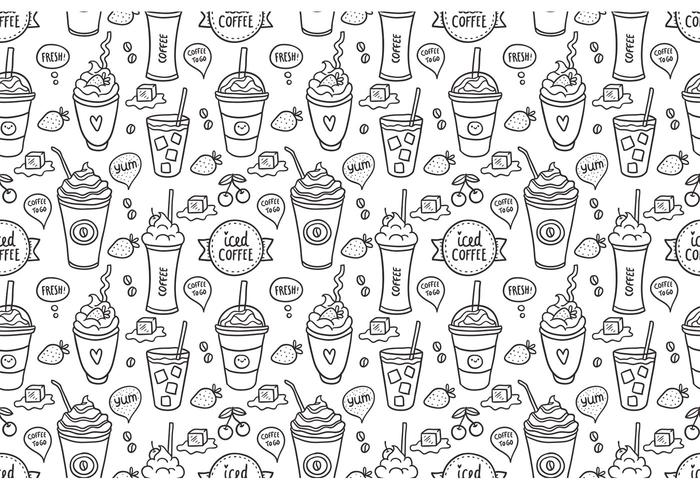 700x490 Free Iced Coffee Seamless Pattern Vector
