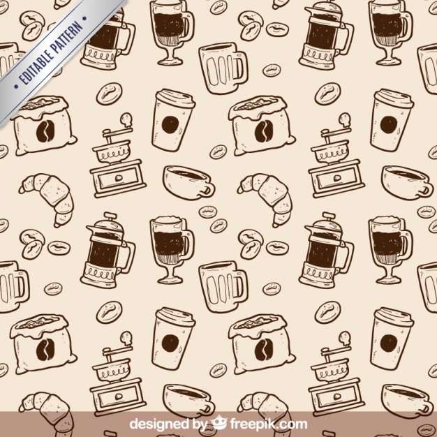 626x626 Hand Drawn Coffee Pattern Vector Free Download