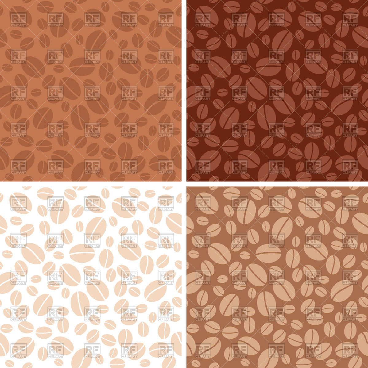 1199x1200 Set Of Coffee Beans Brown Seamless Patterns Vector Image
