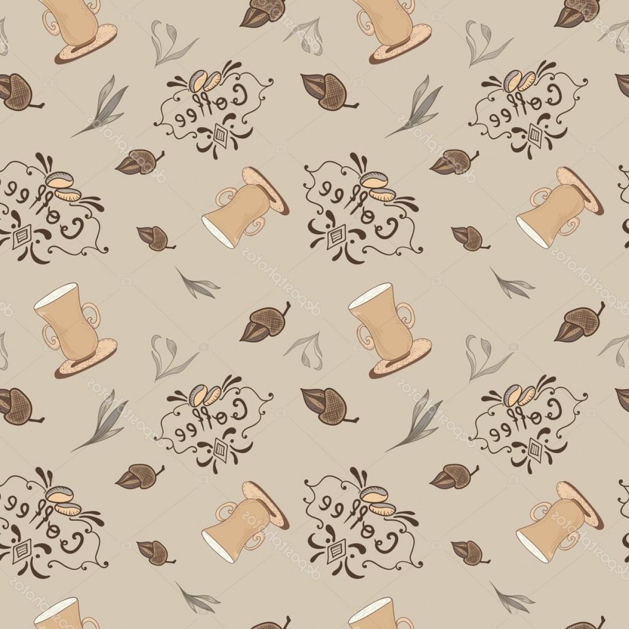 1228x1228 Stock Illustration Vintage Vector Coffee Pattern Soidergi
