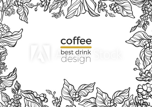 Template Of Black Branch Of Coffee Tree Vector Illustration 500x354 Template Of Black Branch Of Coffee Tree Vector Illustration