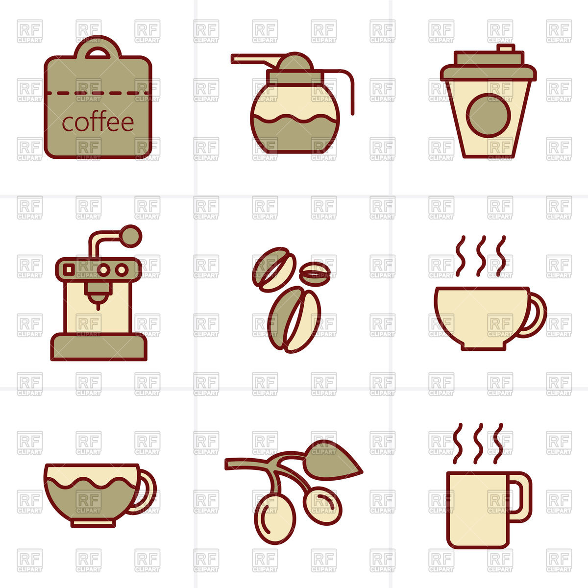 1200x1200 Coffee Icons Set Espresso, Coffee Pot Vector Image Of Food