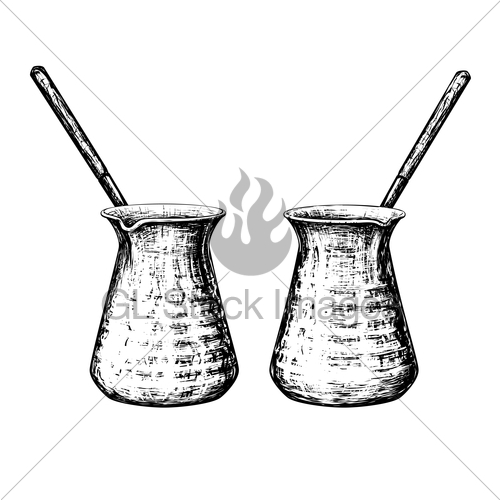 Turkish Coffee Pot Vector Drawing Set Gl Stock Images 500x500 Turkish Coffee Pot Vector Drawing Set Gl Stock Images