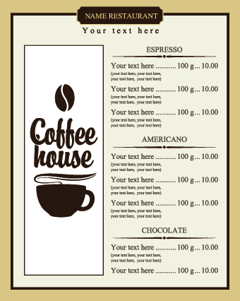 340x426 Coffee Price List Menu Vector Free Download