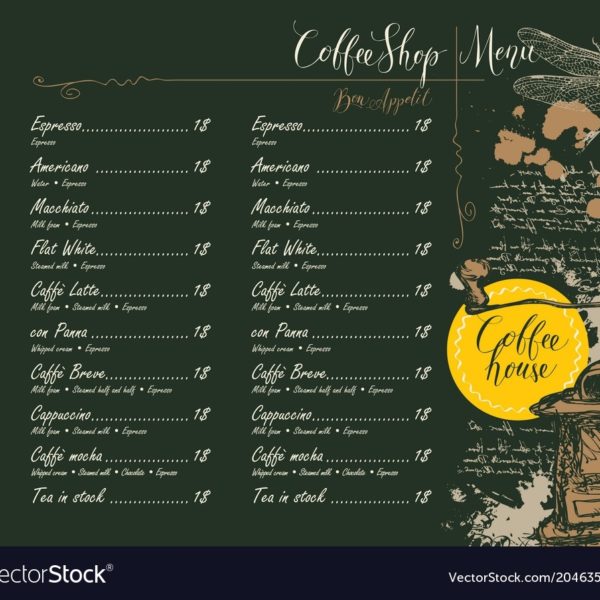 600x600 Coffee Shop Menu With Price List And Pictures Vector Image