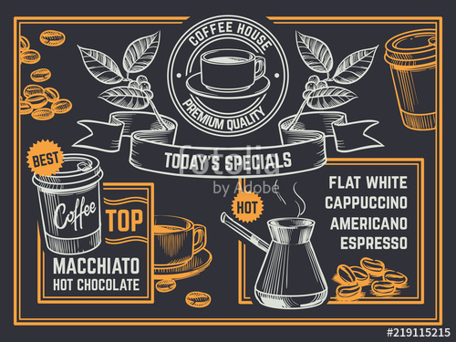 500x375 Coffee Menu Vintage Hand Drawn Coffeeshop Flyer Cappuccino