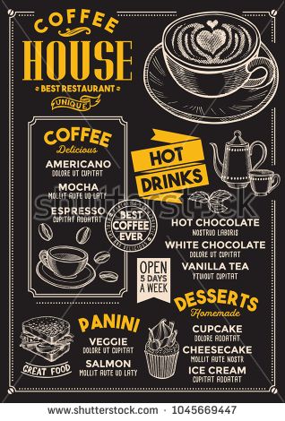 318x470 Coffee Restaurant Menu Vector Drink Flyer For Bar And Cafe