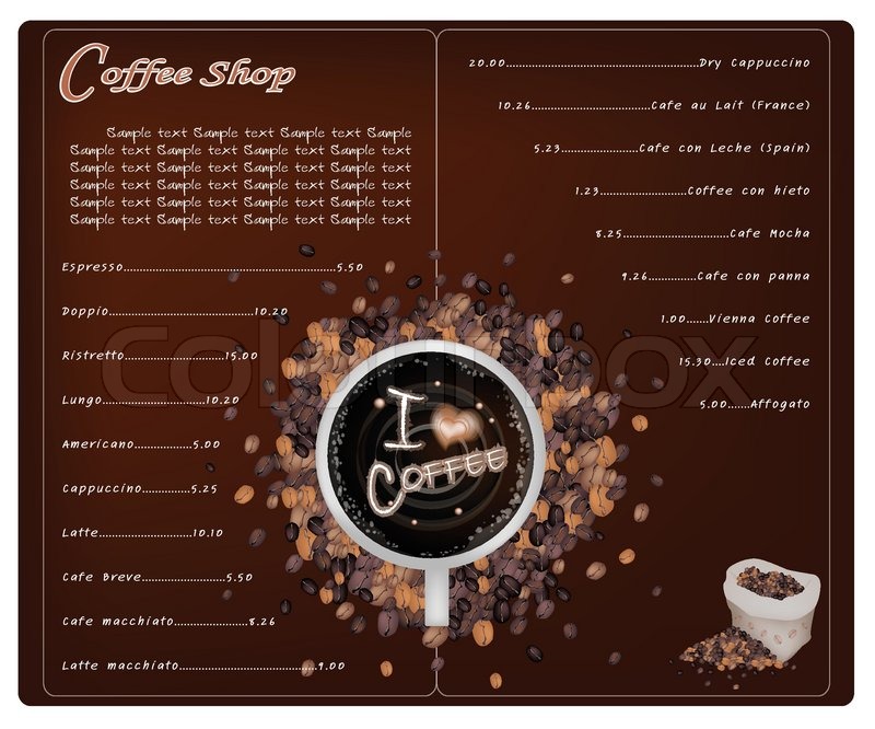 800x666 A Coffee Menu Design For Cafe And Stock Vector Colourbox