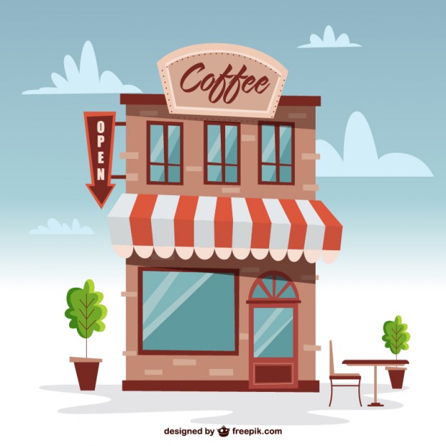 Cute Building Coffee Shop Vector Free Download 626x626 Cute Building Coffee Shop Vector Free Download